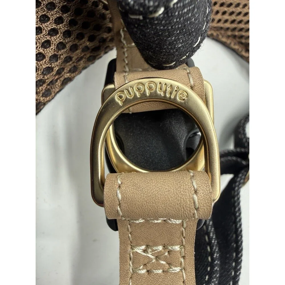 Puppytie Dog Harness Multifunction Leash Set Black Denim Small No Pull